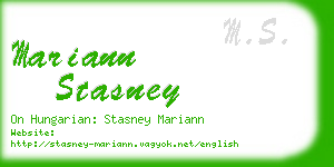 mariann stasney business card